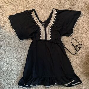 As U Wish Black Boho Embroidered Dress Medium